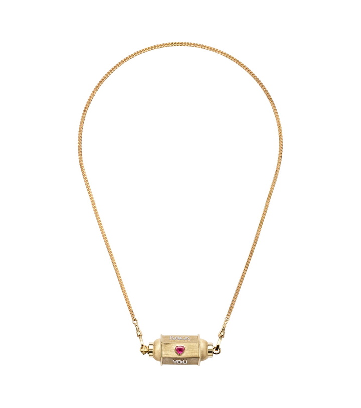 Photo: Marie Lichtenberg Love You 18kt gold pendant necklace with diamond and ruby