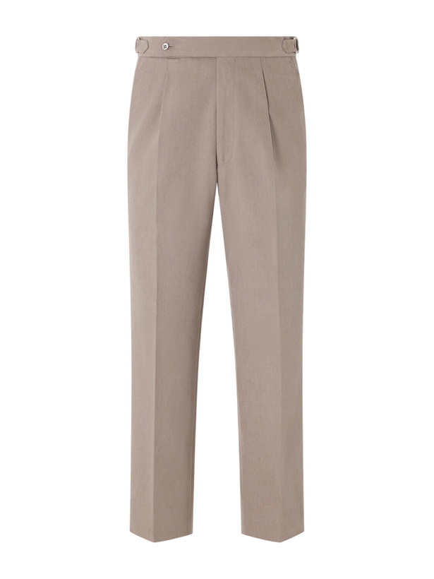 Photo: Stòffa - Straight-Leg Pleated Cotton-Twill Trousers - Brown