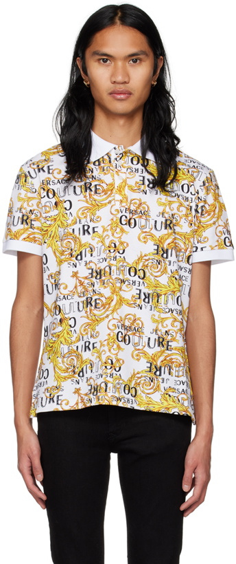 Photo: Versace Jeans Couture White & Yellow Printed Polo