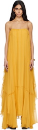 Chloé Yellow Sleeveless Silk Mousseline Maxi Dress