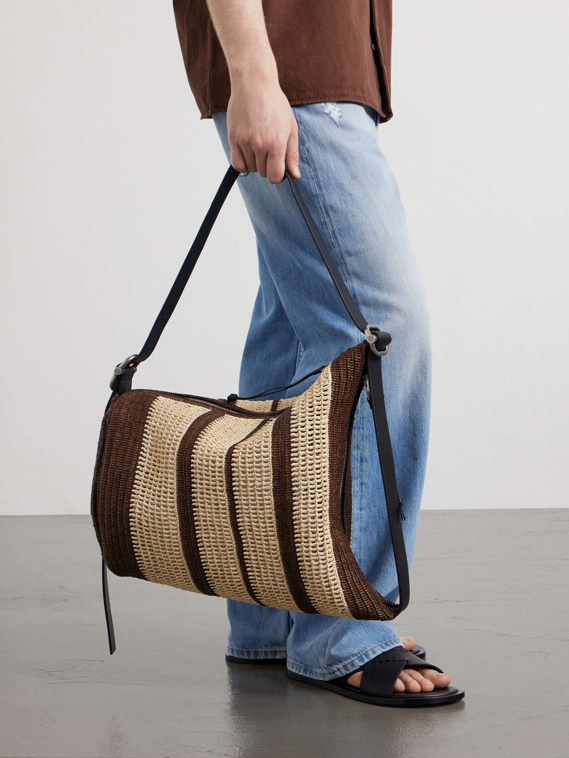 LOEWE - Paula's Ibiza Loop Bucket Medium Leather-Trimmed Raffia Tote Bag