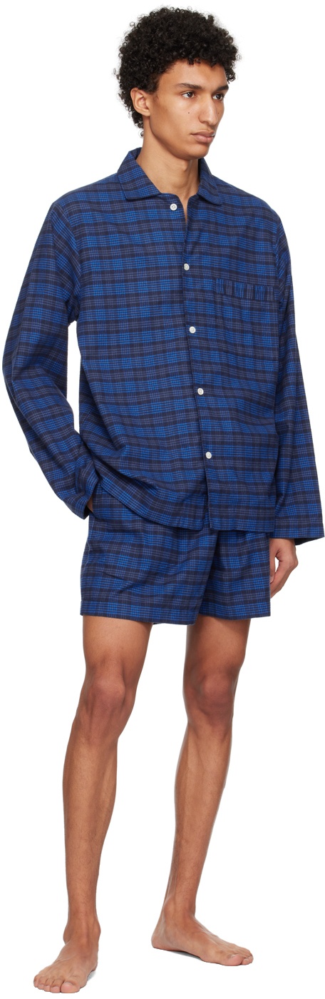 Tekla Blue Check Pyjama Shorts Tekla Fabrics