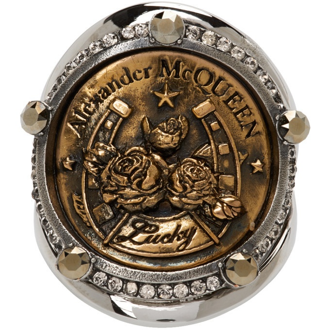 Photo: Alexander McQueen Gold and Silver Lucky Medallion Ring
