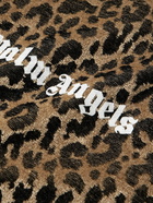 Palm Angels - Logo-Print Striped Leopard-Print Velour Half-Zip Track Jacket - Animal print