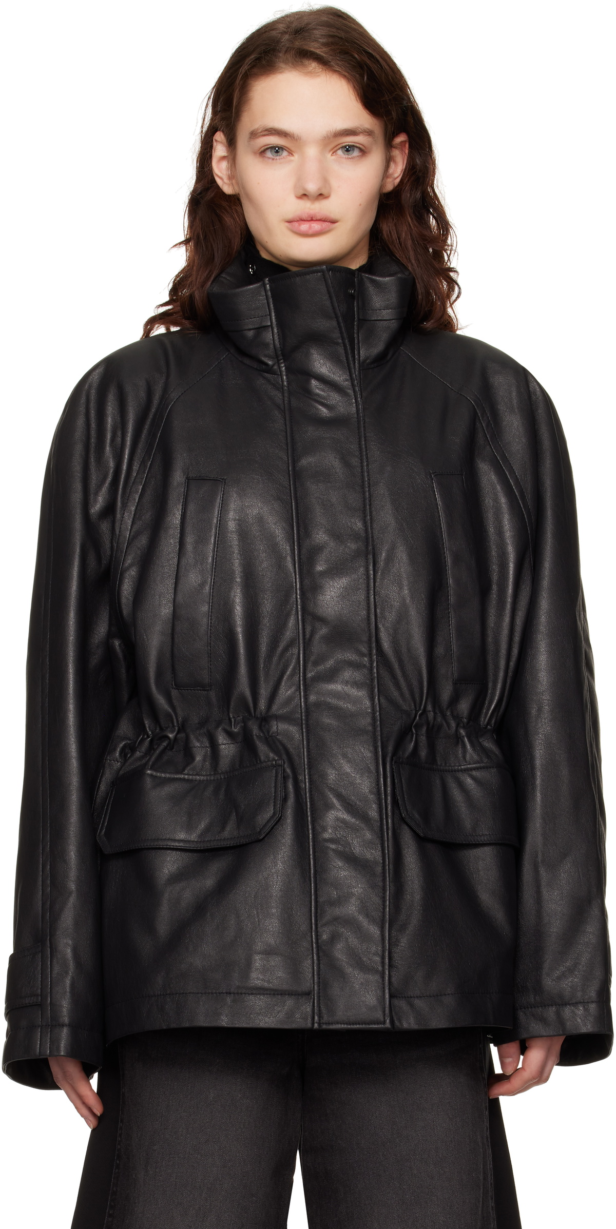 Juun.J Black Utility Safari Faux-Leather Jacket