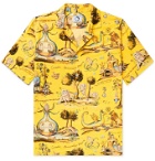 Endless Joy - Camp-Collar Printed Woven Shirt - Yellow