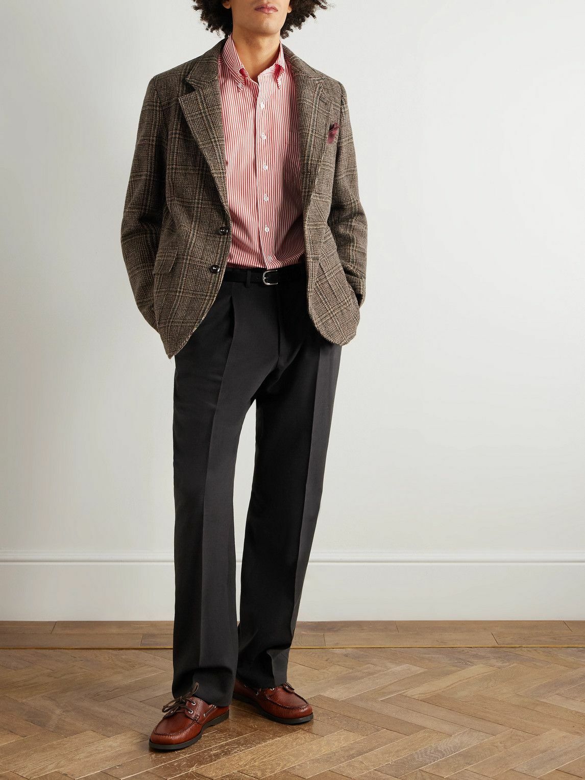 Drake's - Slim-Fit Button-Down Collar Striped Cotton-Poplin Shirt - Red