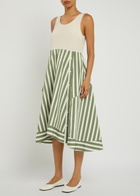 3.1 Phillip Lim Detachable-sweatshirt Striped Cotton Midi Dress Beige