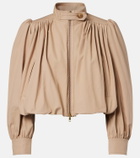 Chloé Gathered cropped cotton canvas jacket