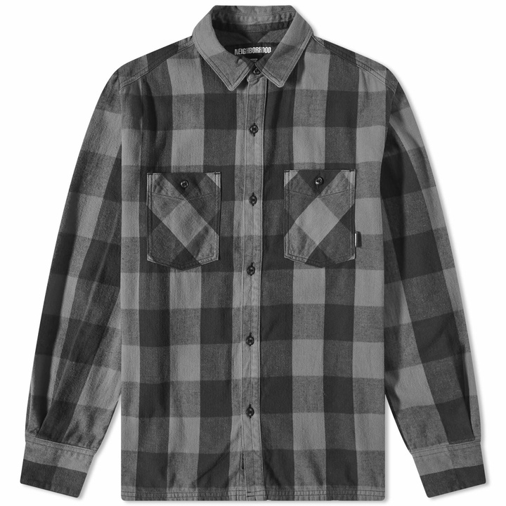 Photo: Neighborhood Men's Buffalo Check Shirt in Grey