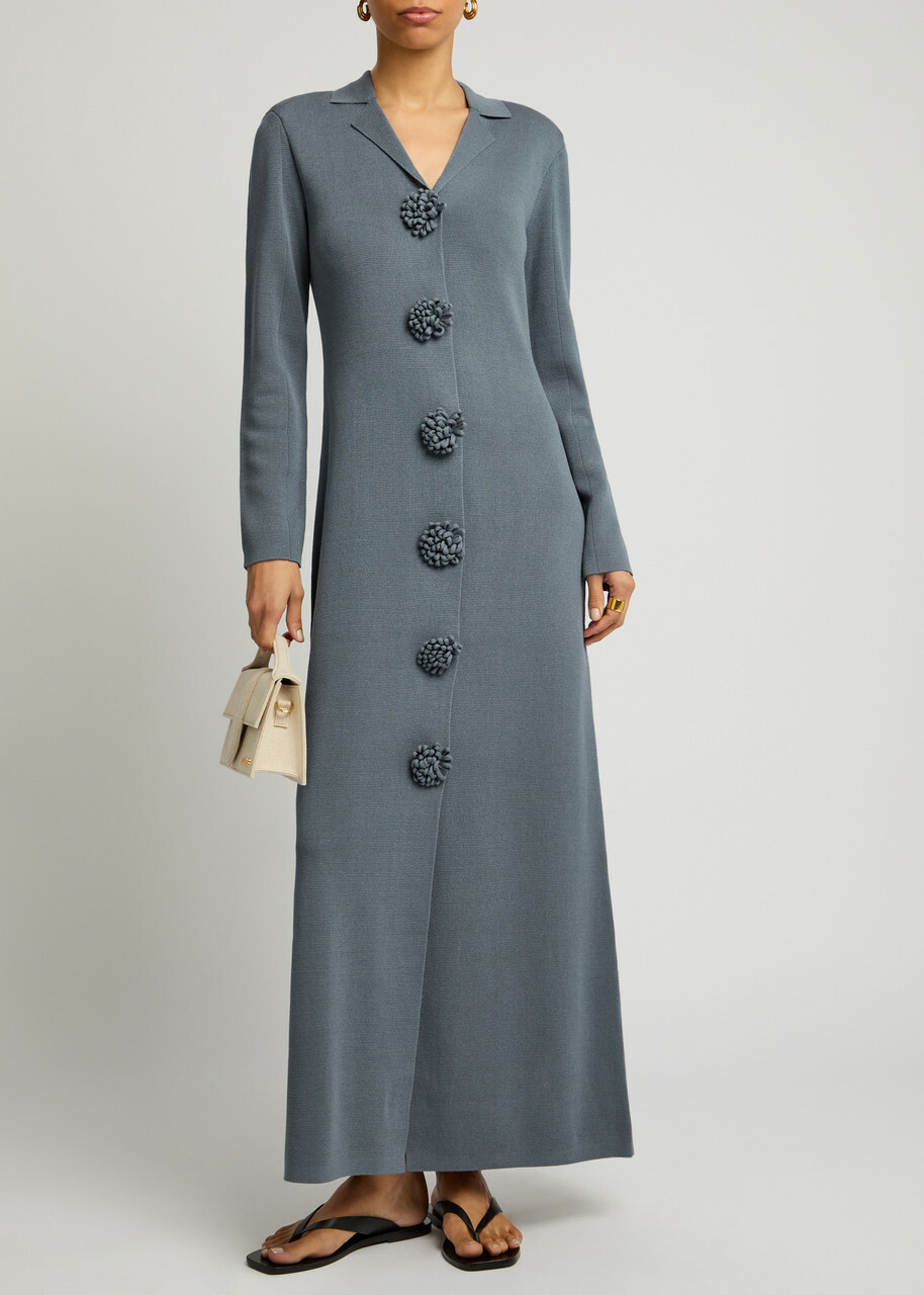BY Malene Birger Rosie Floral-appliqud Knitted Maxi Dress Blue by Malene  Birger