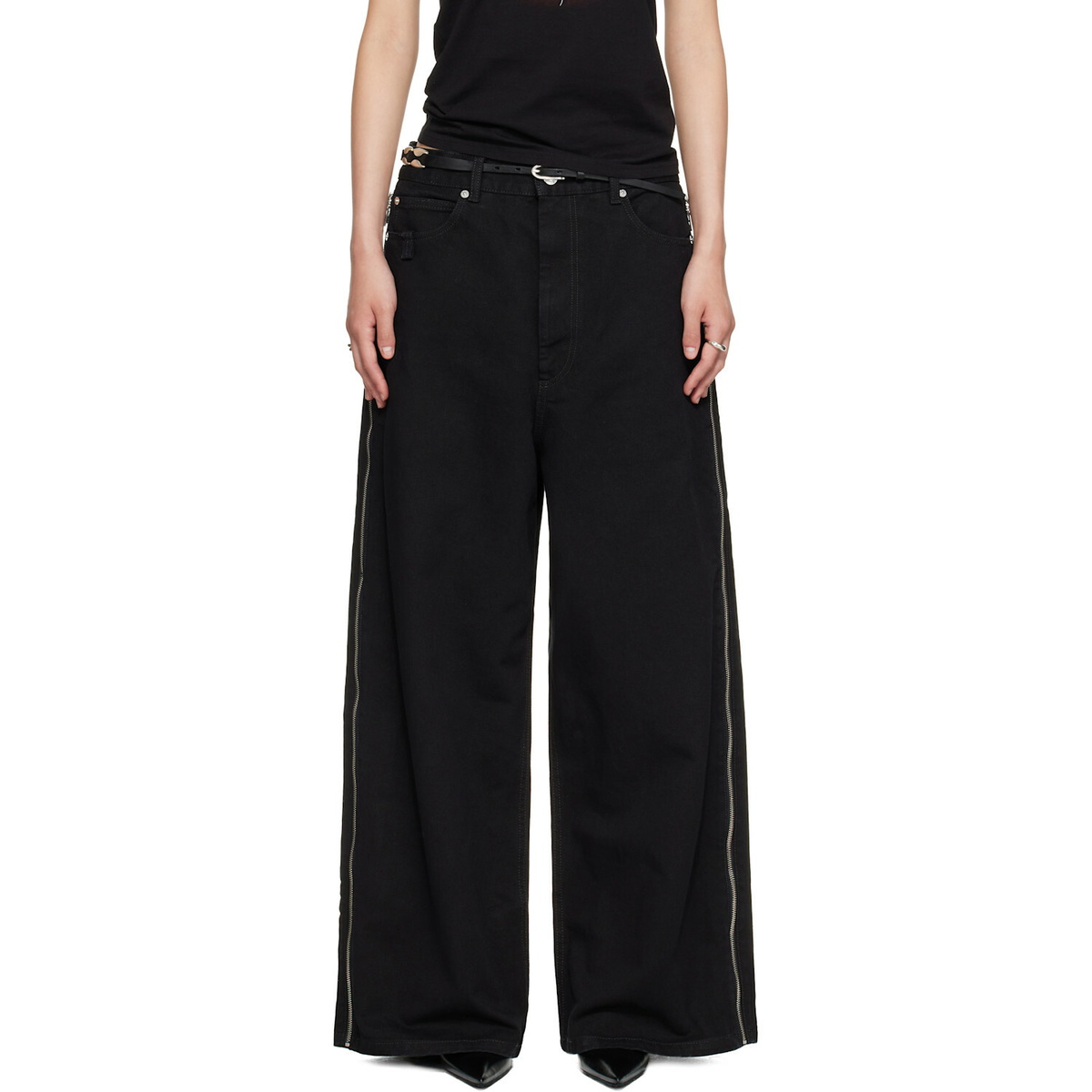 LU'U DAN Black Side Zip Jeans