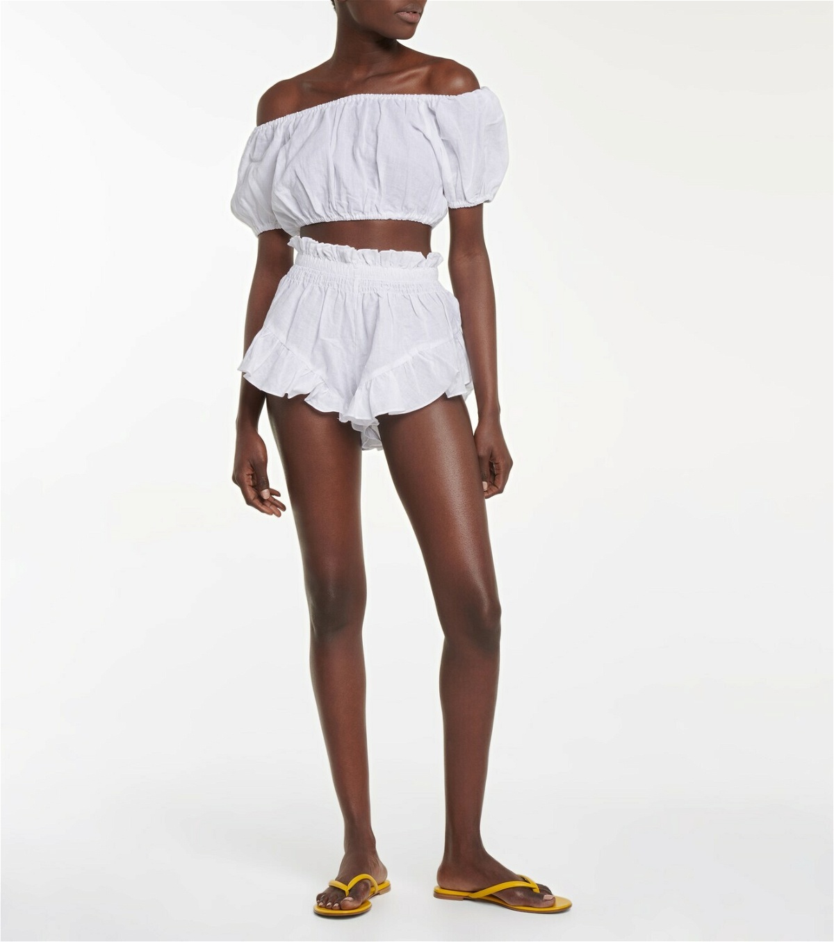 Caroline Constas Linen crop top and shorts set