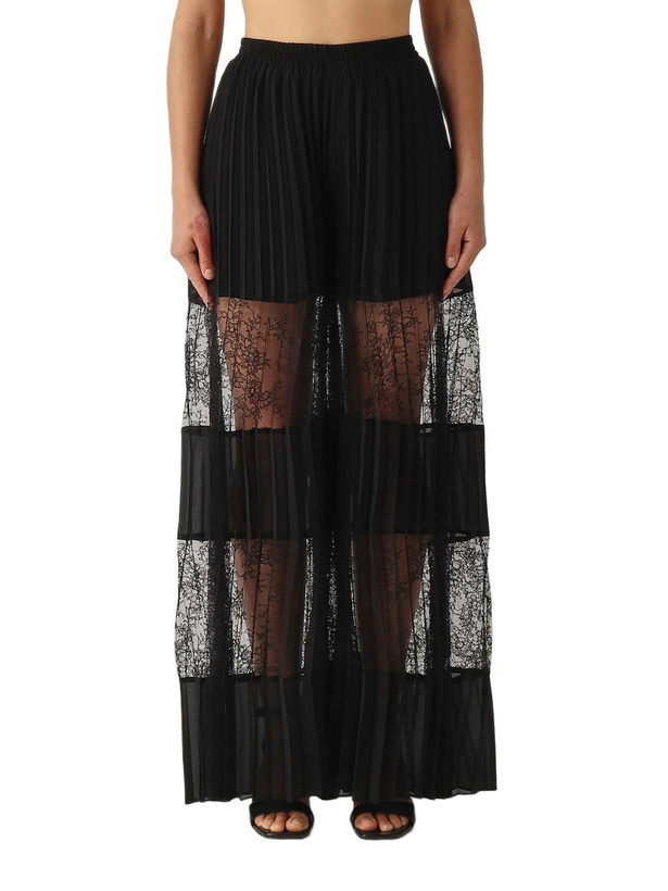 Photo: TwinSet Pantaloni In Georgette Plisse Con Pizzo Trousers