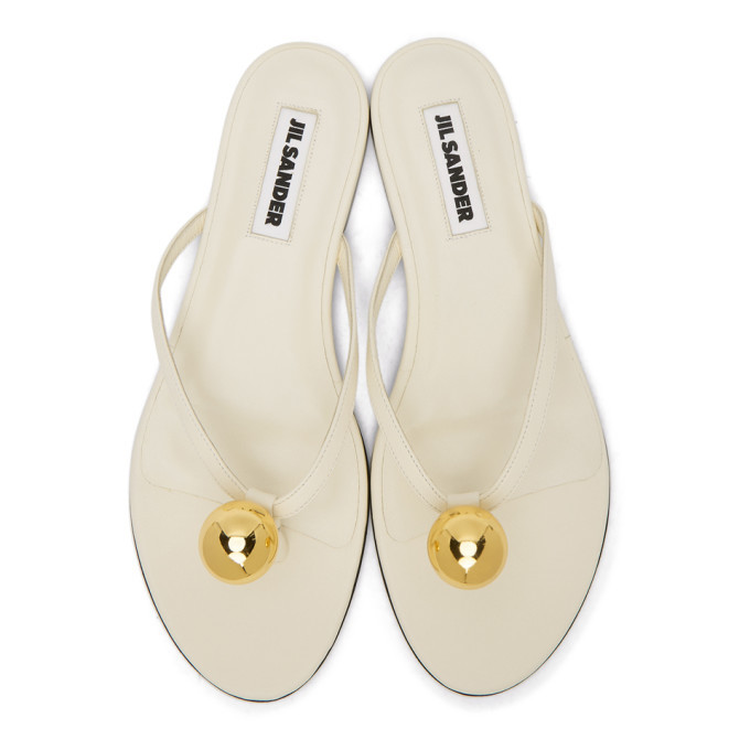 Jil Sander Off White Gold Ball Thong Sandals Jil Sander