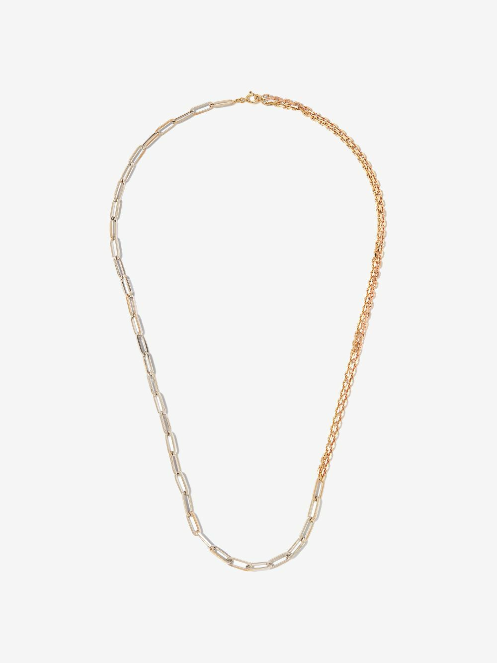 Yvonne Léon 18K White And Yellow Gold Collier Solitaire Boucle Chain Necklace