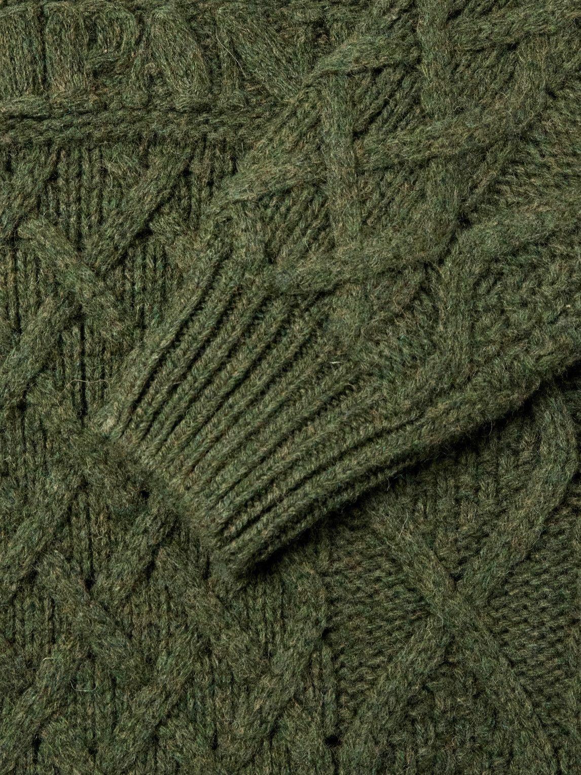 C.P. Company - Logo-Debossed Cable-Knit Wool Sweater - Green C.P.