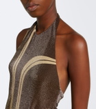 Cala de la Cruz Cairo draped glitter printed gown