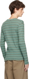 ERL Green Striped Long Sleeved T-shirt