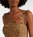 Oscar de la Renta Floral guipure lace midi dress