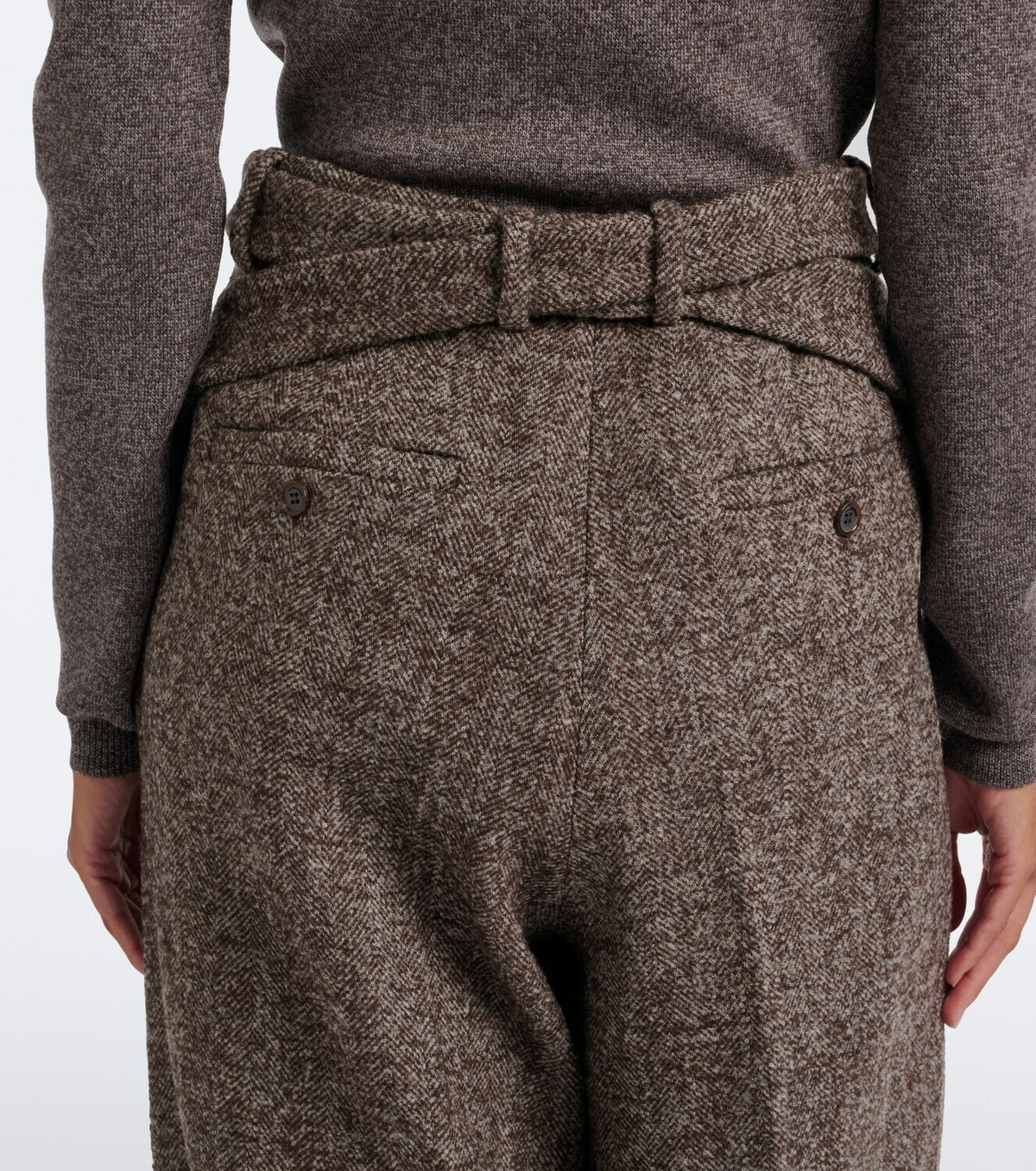 Magda Butrym Herringbone wool-blend wide-leg pants