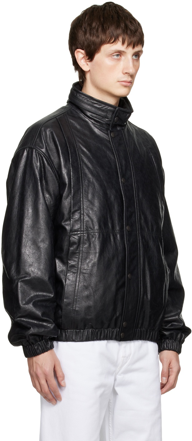 LEMAIRE Black Paneled Leather Jacket Lemaire