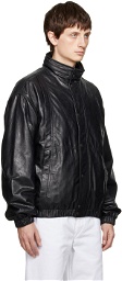 LEMAIRE Black Paneled Leather Jacket