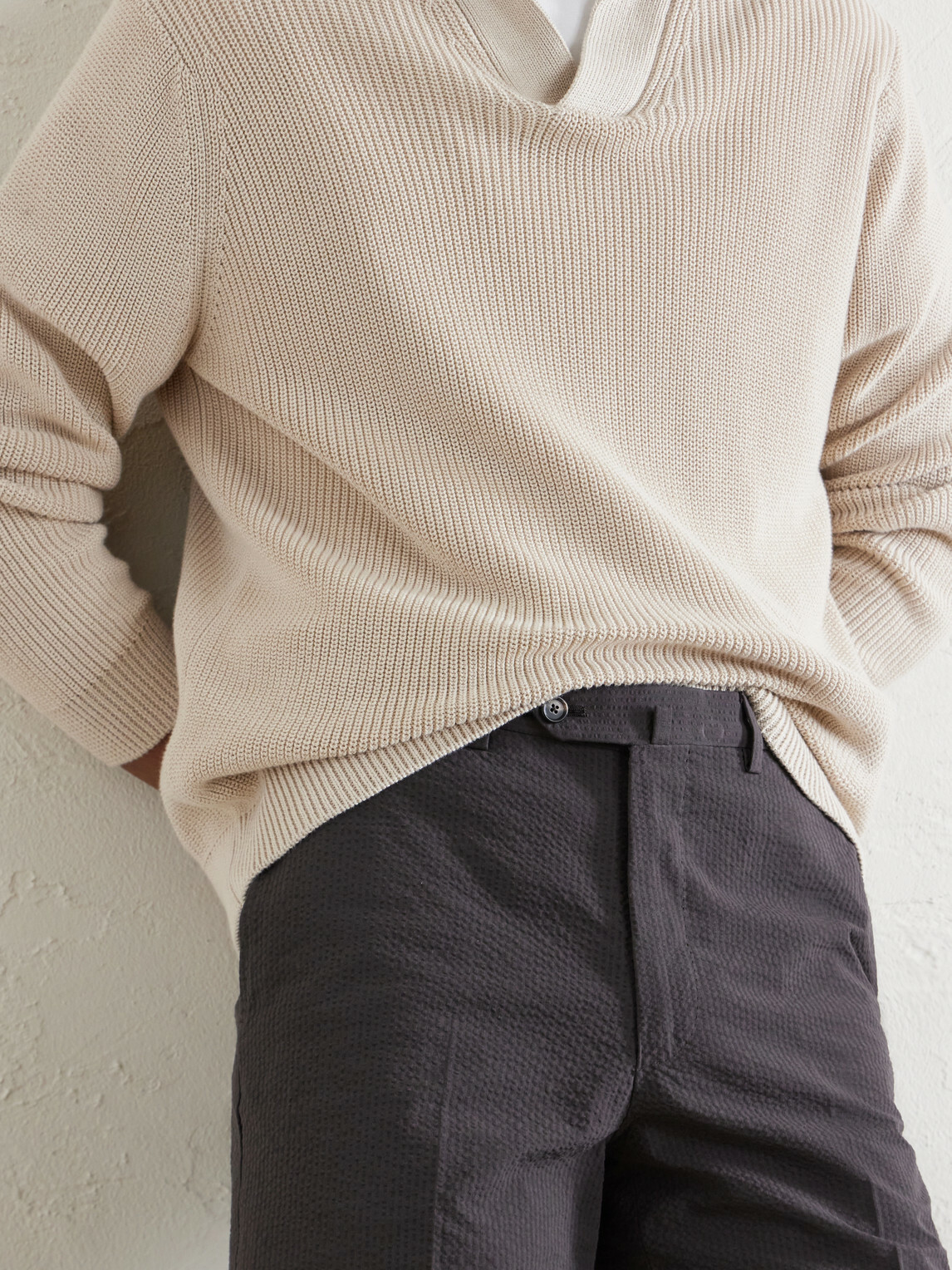 De Petrillo - Straight-Leg Cotton-Seersucker Shorts - Brown