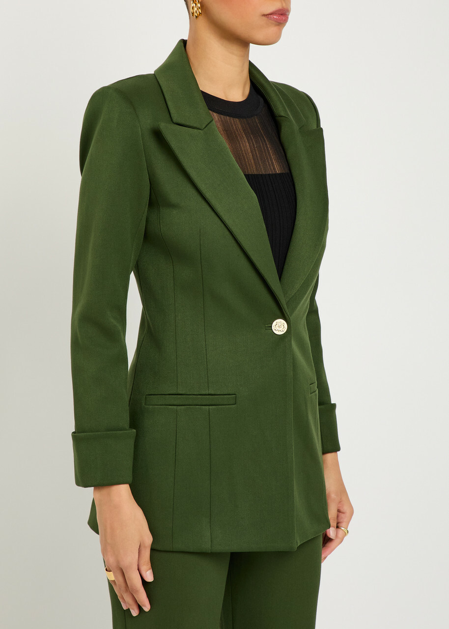 Alice + Olivia Burns Woven Blazer Dark Green
