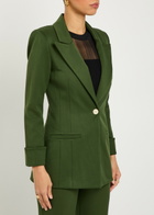 Alice + Olivia Burns Woven Blazer Dark Green