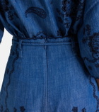 Zimmermann Aster embroidered denim shorts