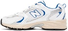 New Balance White & Blue 530 Sneakers