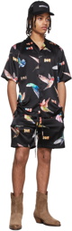 Nahmias Black Silk Hummingbird Shirt