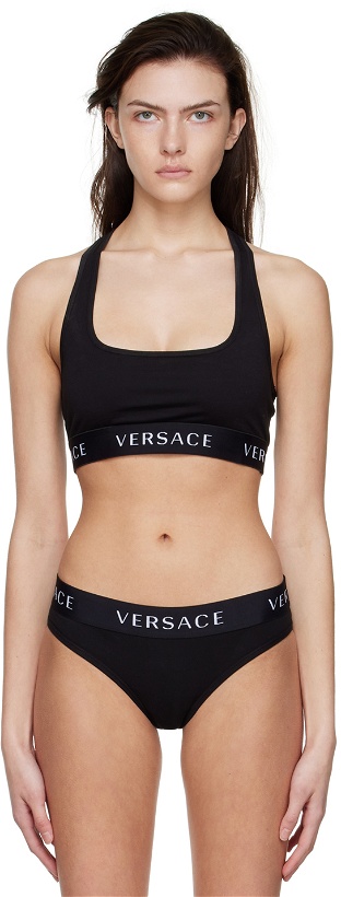 Photo: Versace Underwear Black Cotton Sports Bra