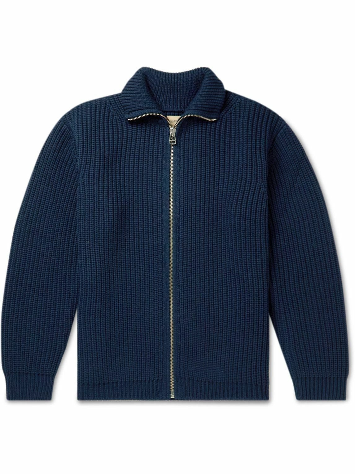 Photo: Bellerose - Allip Ribbed Wool Zip-Up Sweater - Blue