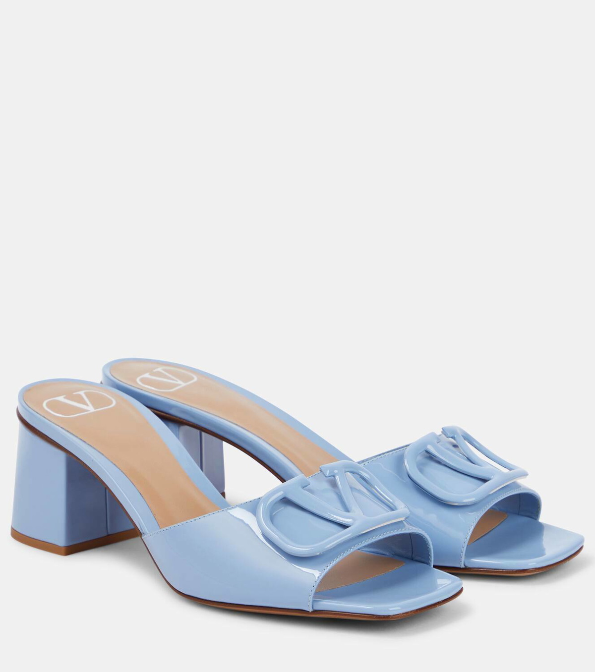 VALENTINO＞＞VLogoメタリックレザーミュール VLogo cutout metallic leather espadrille wedges in metallic