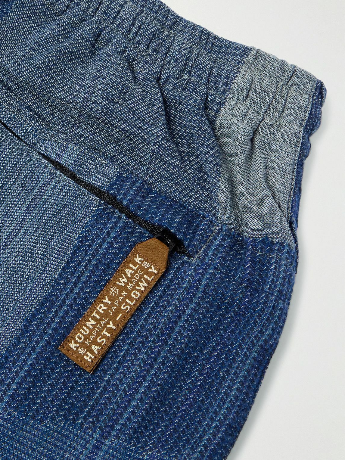 KAPITAL - Tugihagi Easy Straight-Leg Patchwork Cotton Drawstring Trousers - Blue