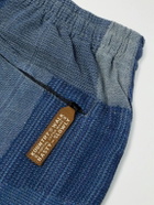 KAPITAL - Tugihagi Easy Straight-Leg Patchwork Cotton Drawstring Trousers - Blue