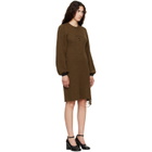 MM6 Maison Margiela Khaki Frayed Knit Midi Dress