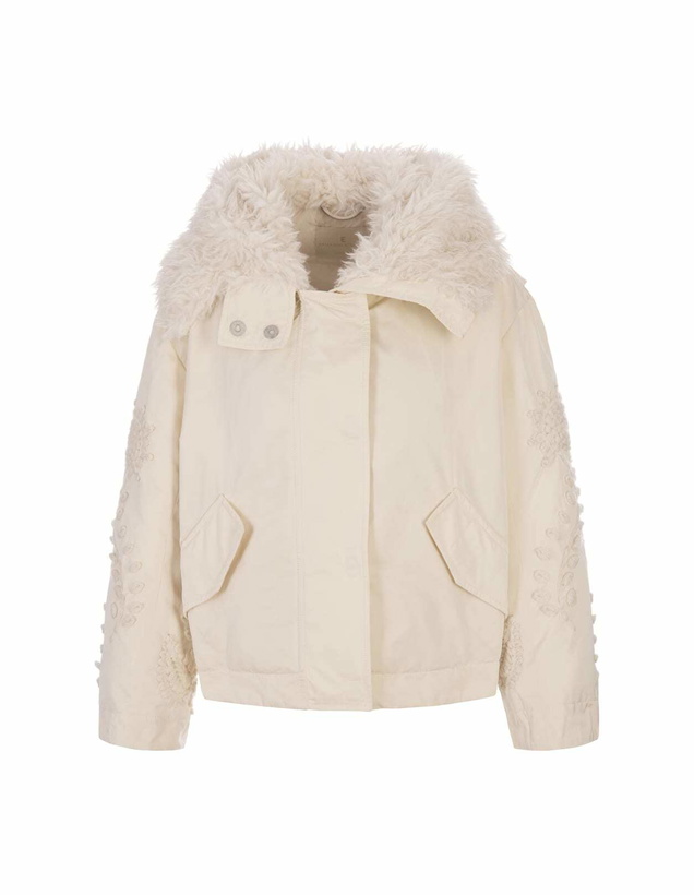 Photo: Ermanno Scervino White Jacket With Embroidery On Sleeves