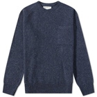 Universal Works Men's Loose Pocket Crew Knit in Navy