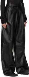 AARON ESH Black Pleated Leather Trousers