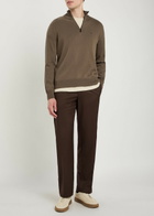 Emporio Armani Logo-embroidered Cotton-knit Jumper Brown