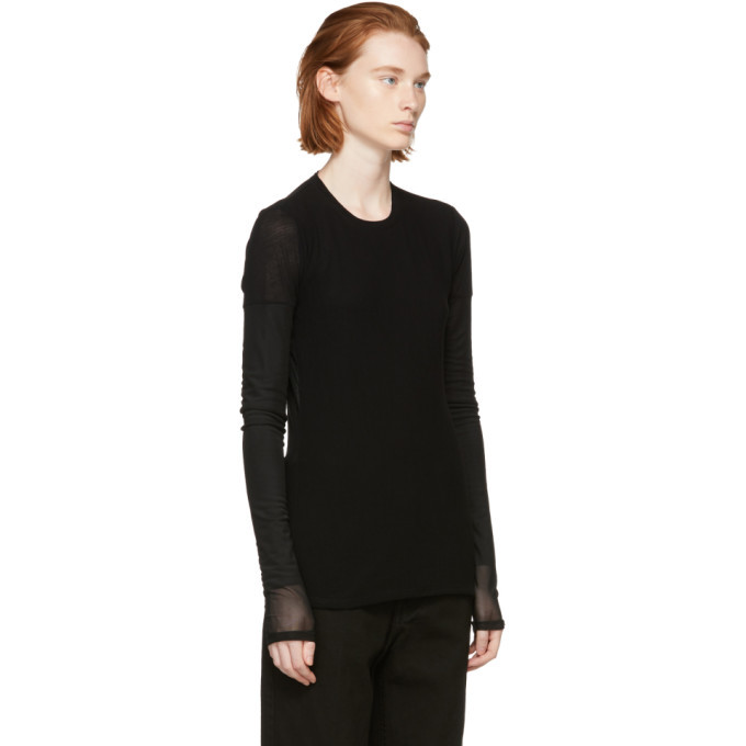 Proenza Schouler Black PSWL Top Gauze Long Sleeve T Shirt Proenza