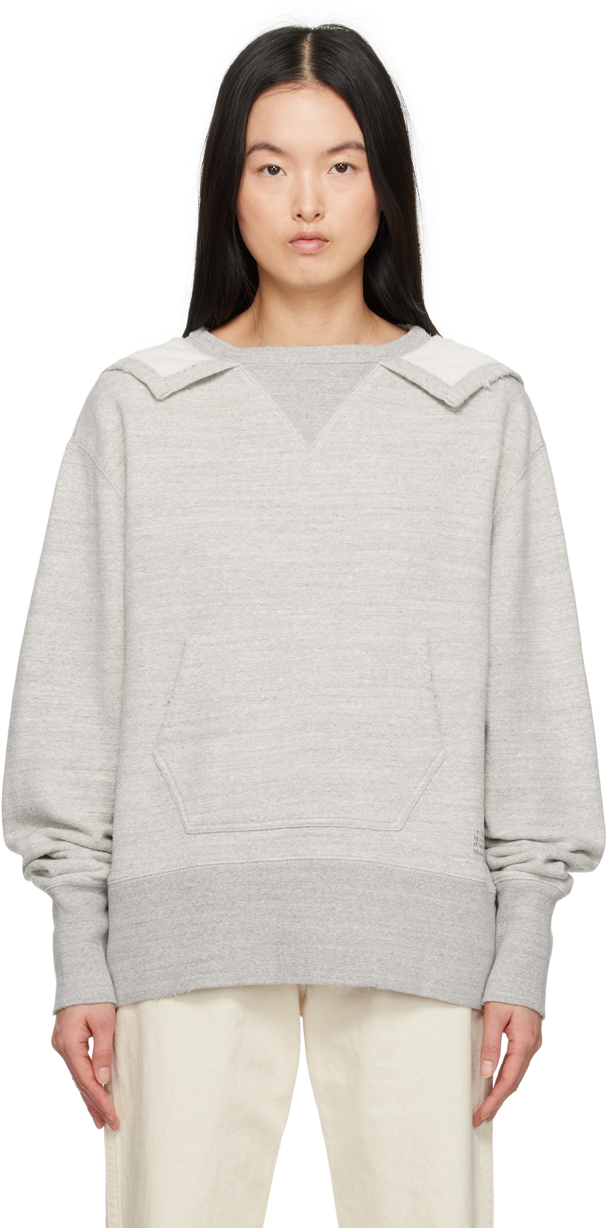 【関税込み】Maison Margiela グレー Stamp Logo フーディ Maison Margiela Grey Embroidered Logo Hoodie Maison Margiela
