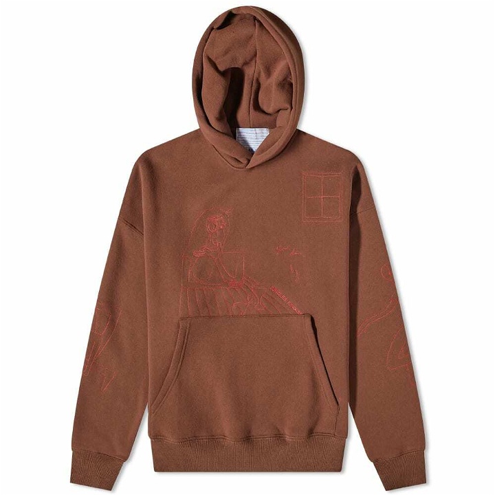 Photo: Jungles Jungles Men's Slow Down Embroidered Hoody in Brown
