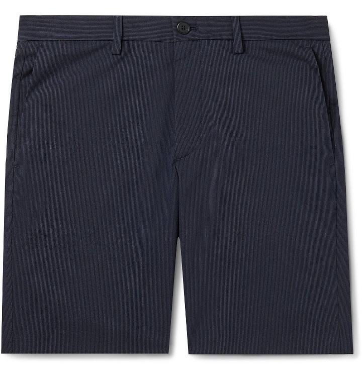 Photo: Theory - Zaine Slim-Fit Pinstriped Cotton-Blend Shorts - Blue