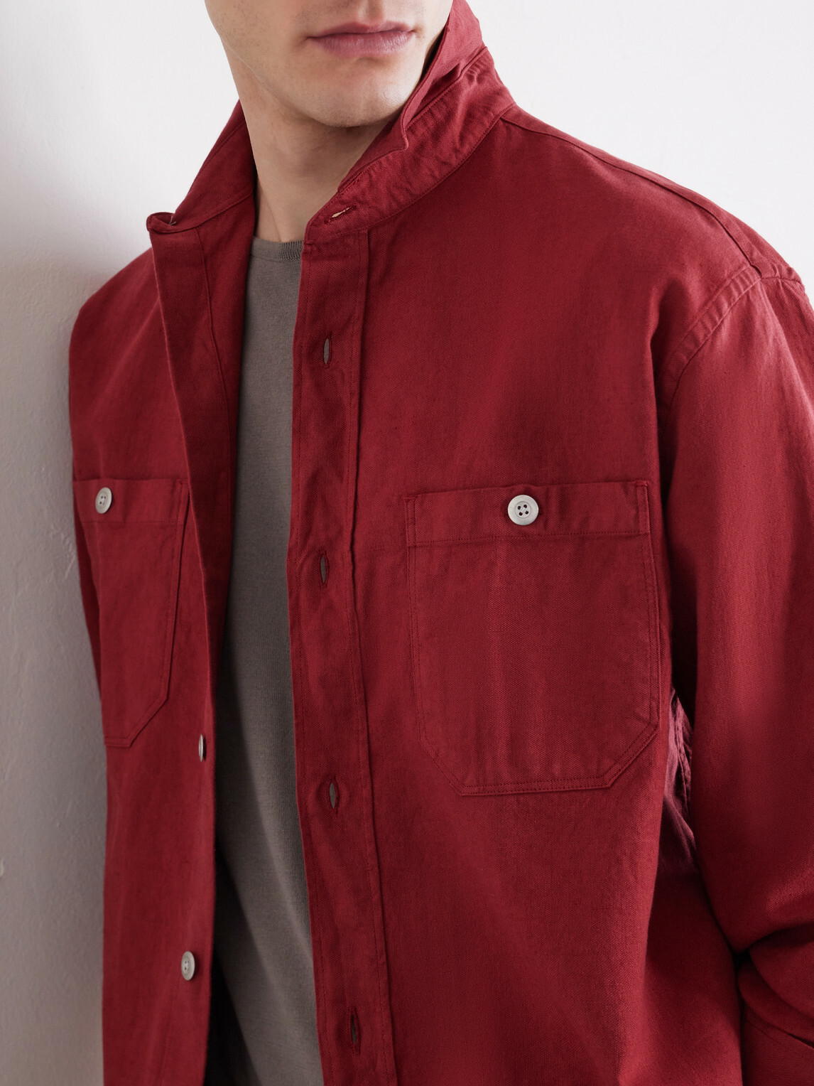 3sixteen - Cotton and Linen-Blend Overshirt - Red
