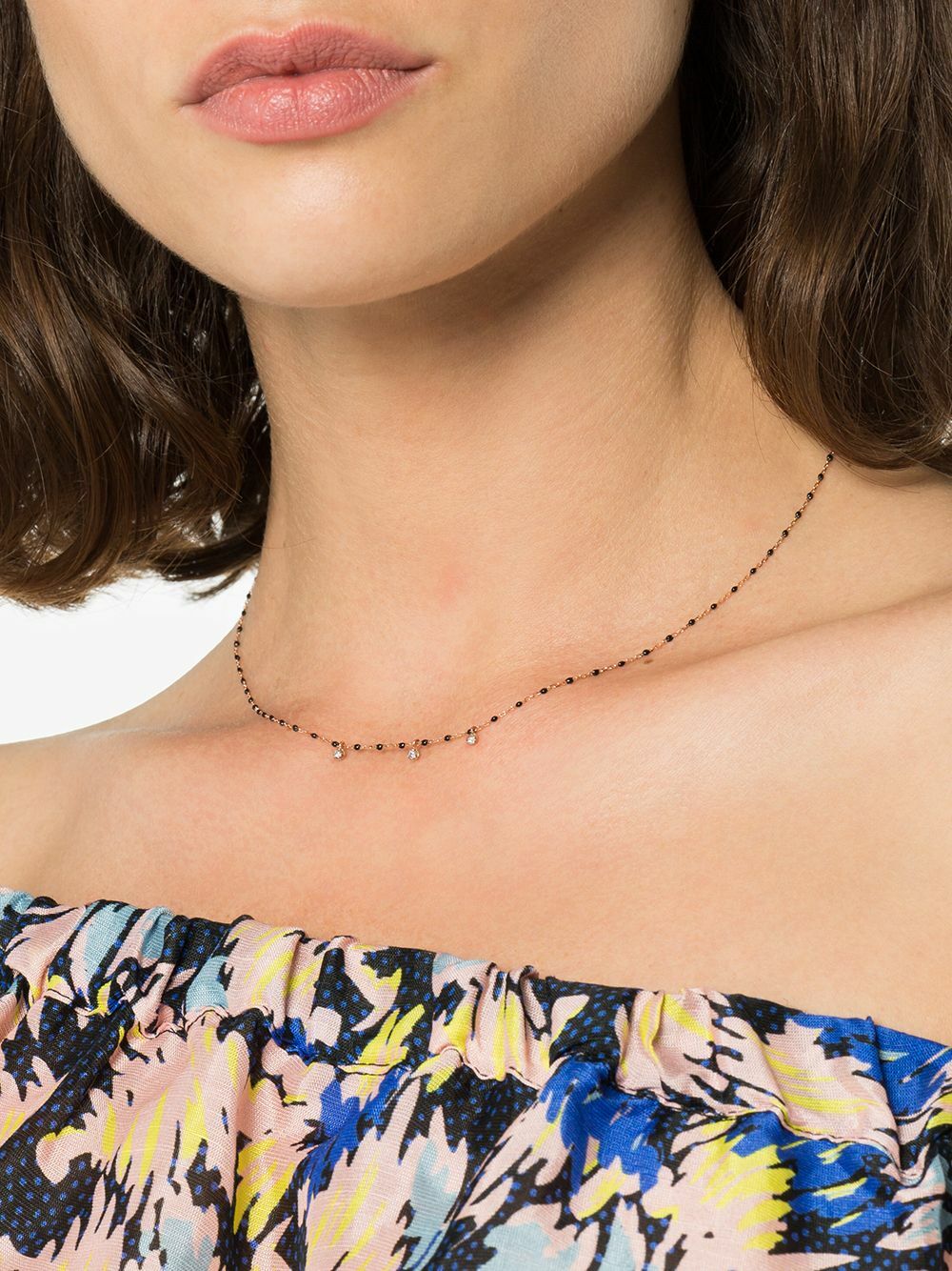 Gigi Clozeau 18K Rose Gold 42 CM Beaded Diamond Necklace