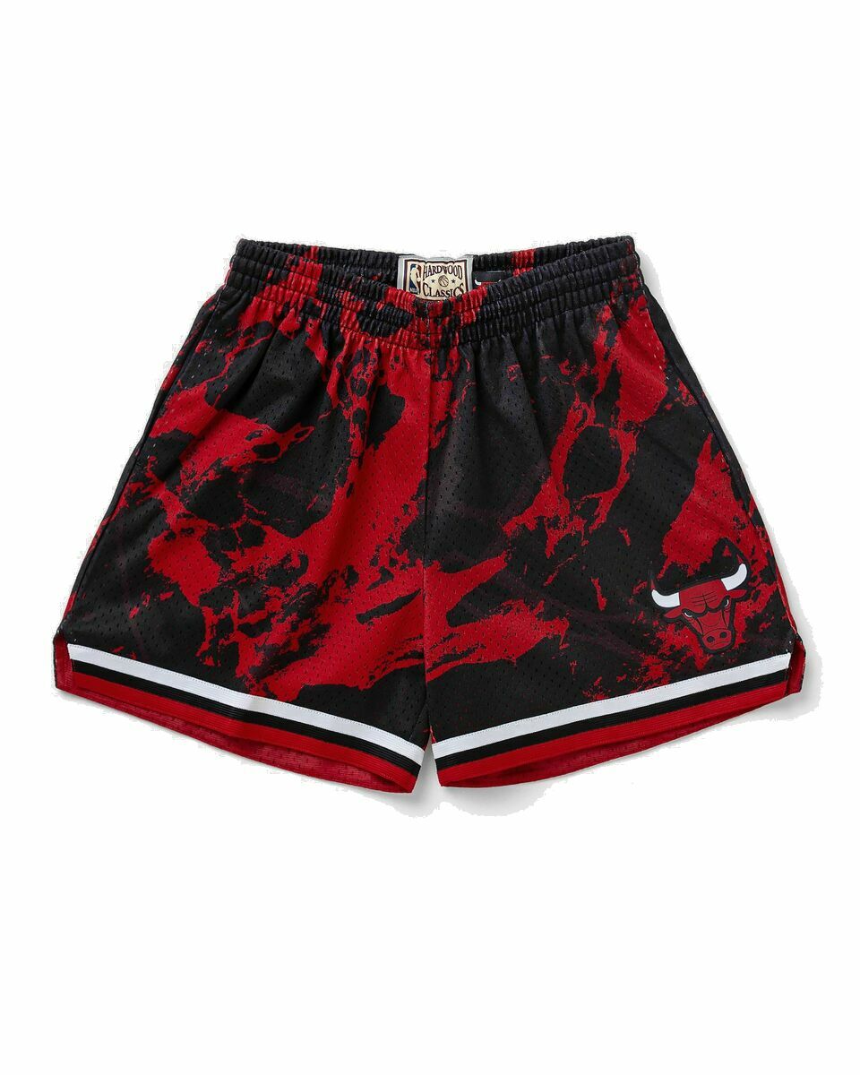 Photo: Mitchell & Ness Wmns Nba W Team Marble Shorts Bulls Black/Red - Womens - Sport & Team Shorts